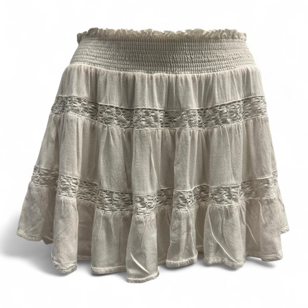 white tiered ruffle skirt